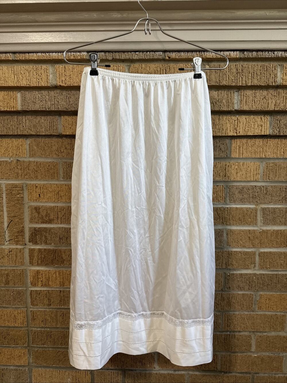 Vintage Lorraine Pettipants Tall L White Lace Trim Nylon Bloomers Half Slip Plus